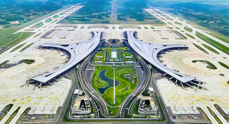俯瞰成都天府国际机场。成都天府国际机场供图
