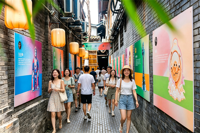 游客在逛宽窄巷子。宽窄巷子景区供图