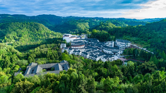 青山环绕的客博园。仪陇县委宣传部供图