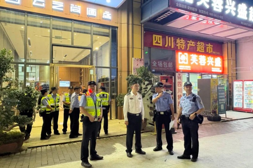 “净安·护节”集中统一清查整治工作现场。郫都公安供图