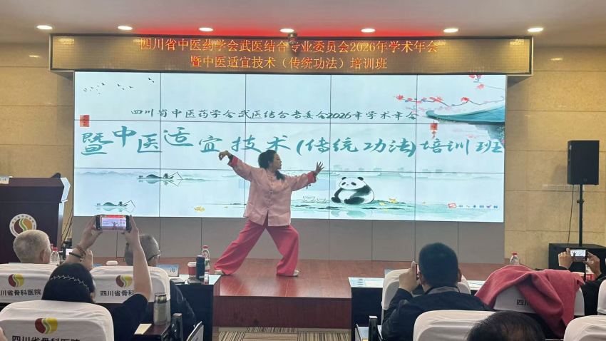 专家进行传统功法展示与教学。实习生 王思佳摄