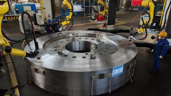 世界单机容量最大500兆瓦冲击式转轮进行增材制造。受访者供图